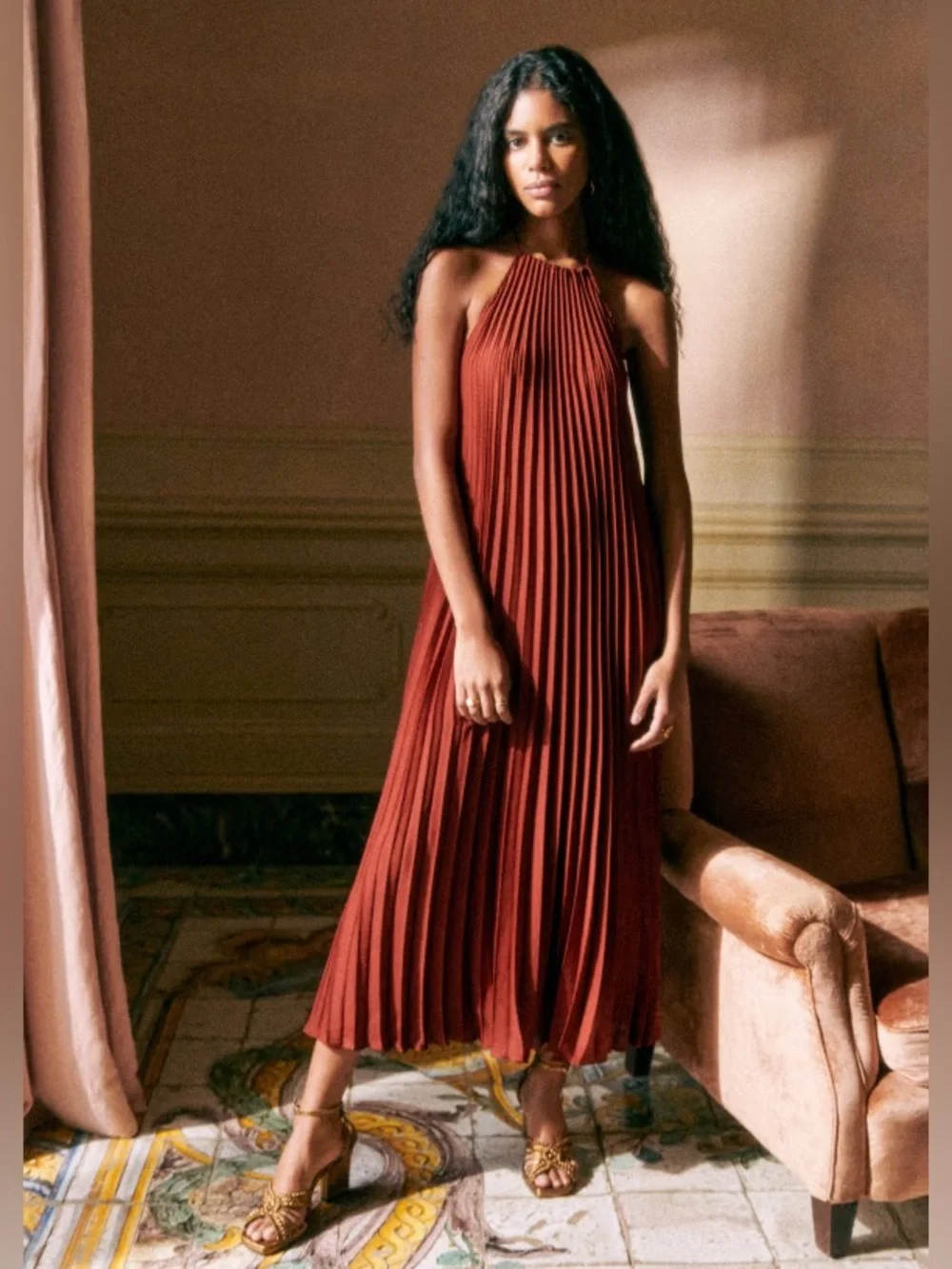 Sezane Layla Dress Terracotta 36/4 - Picture 1 of 11